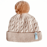 winter muts baby peuter beige pompom