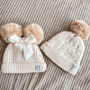 winter muts baby peuter 0 - 2 jaar beige pompomps