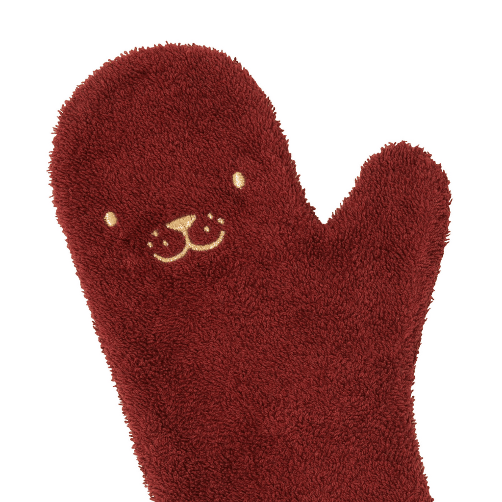 baby shower glove - douche handschoen - nifty - rood zeehond