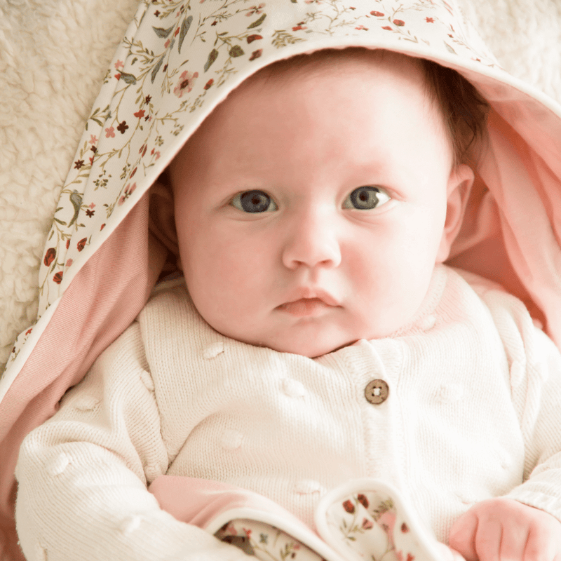 Wikkeldoek - oud roze - bloemen - baby